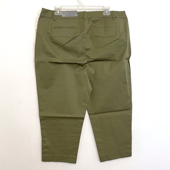 NEW NWT TALBOTS Perfect Crop Olive Green Button Cuff Cotton Cropped PETITE 16P - Picture 13 of 16